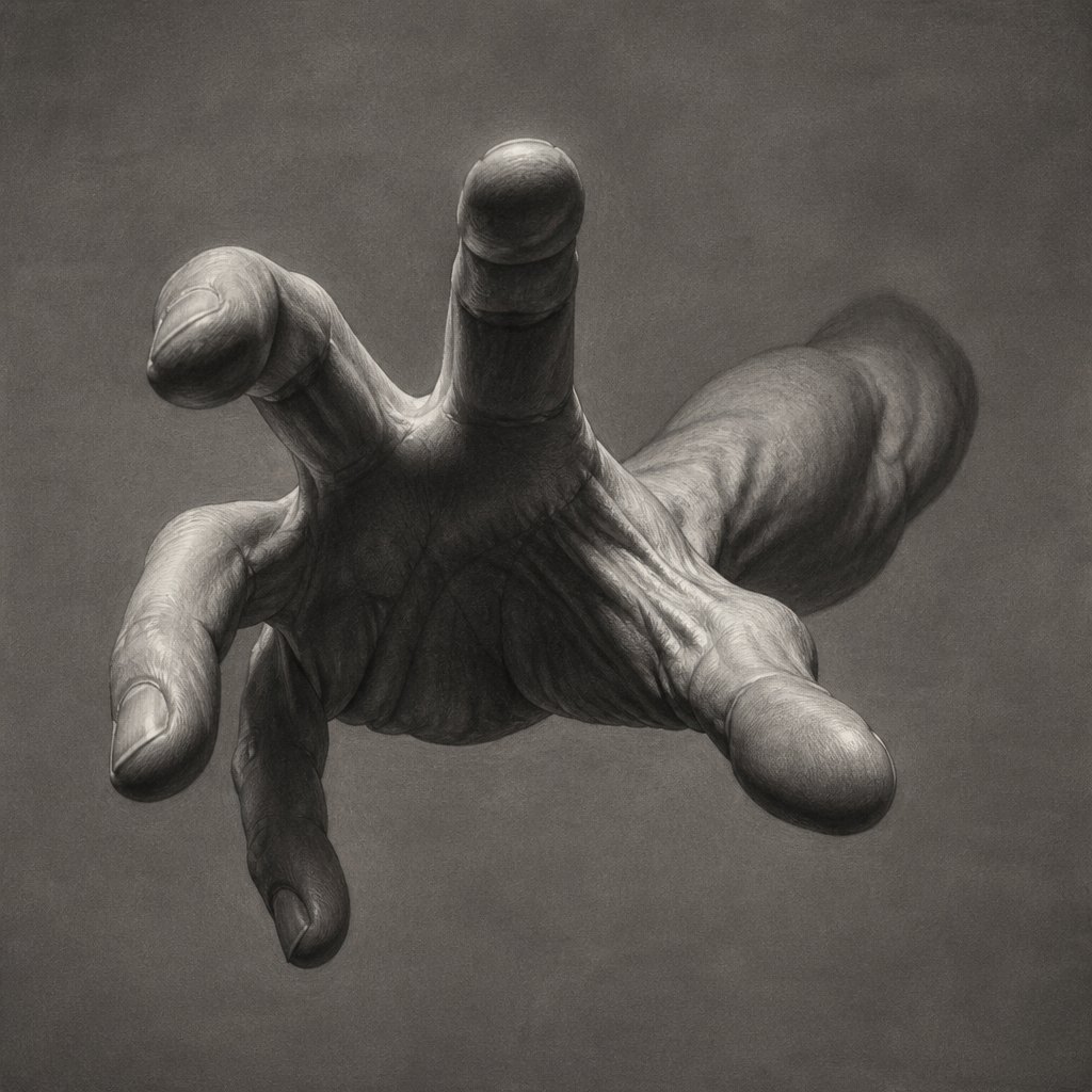 AI-generated Foreshortening example