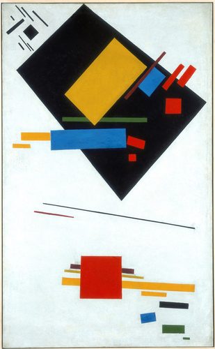Suprematist painting (with black trapezium and red square) — Abstract Shapes