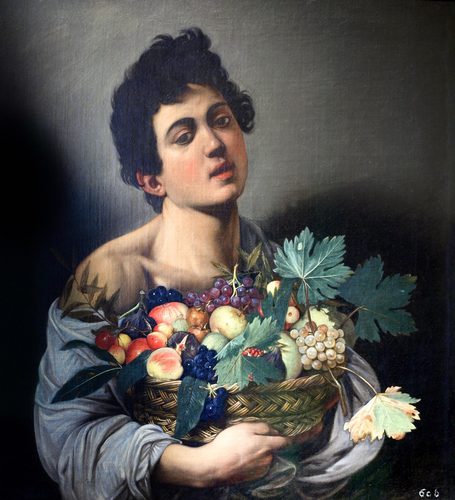 Italian:  Fanciullo con canestro di frutta Boy with a Basket of Fruit — Chiaroscuro