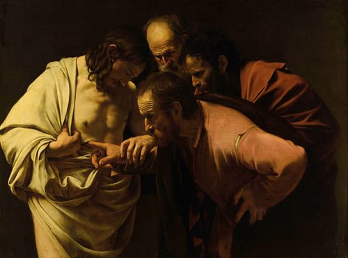 German:  Der ungläubige Thomas The Incredulity of Saint Thomas — Chiaroscuro