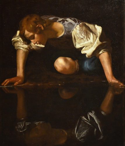 Narcissus by Caravaggio, 1597–1599, Galleria Nazionale d'Arte Antica (21836123485) — Chiaroscuro