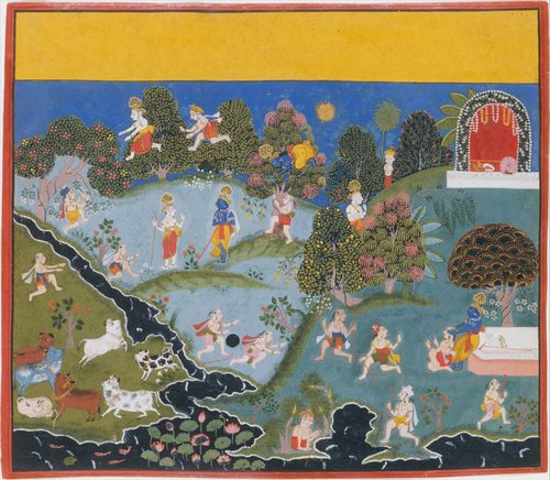 Blindman's Bluff: Page From a Dispersed Bhagavata Purana (Ancient Stories of Lord Vishnu) — Flatness
