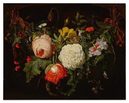 Swag of flowers in an archway — Framing