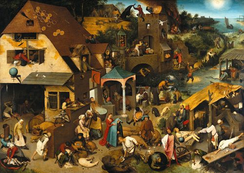 Netherlandish Proverbs (The Blue Cloak) — Framing