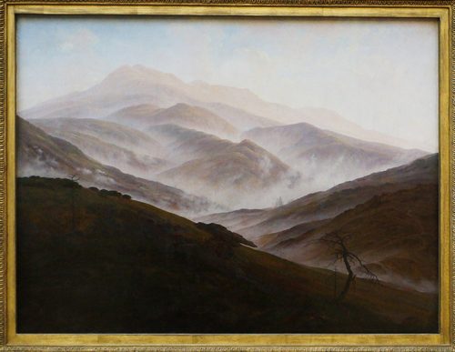 Caspar David Friedrich Paysage de Riesengebirge avec la brume montante — Gradation