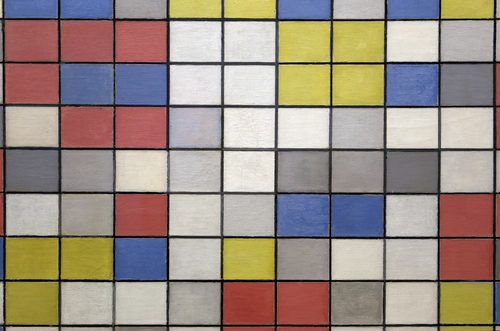 Piet mondrian, composizione con griglia 9, composizione a scacchiera con colori chiari, 1919, 02 — Grid Composition