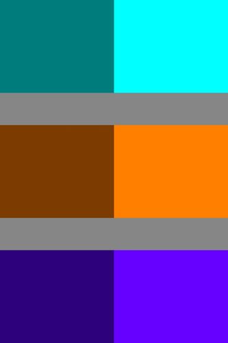 Bezold–Brücke hue shift examples — Hue