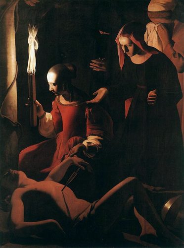 French:  Saint Sébastien soigné par IrèneSt Sebastien Attended by St Irene — Light and Shadow
