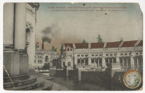Agricultural and Manufacturers Buildings at the Alaska Yukon Pacific Exposition, 1909 - DPLA - 195cef420b1e6aef6cb2886975037d65 (page 1) — Repetition